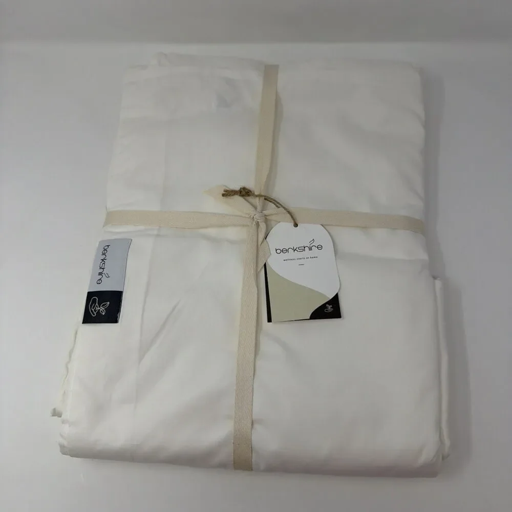 Berkshire 100% Organic Cotton Percale King Duvet Cover Set + Shams White - New